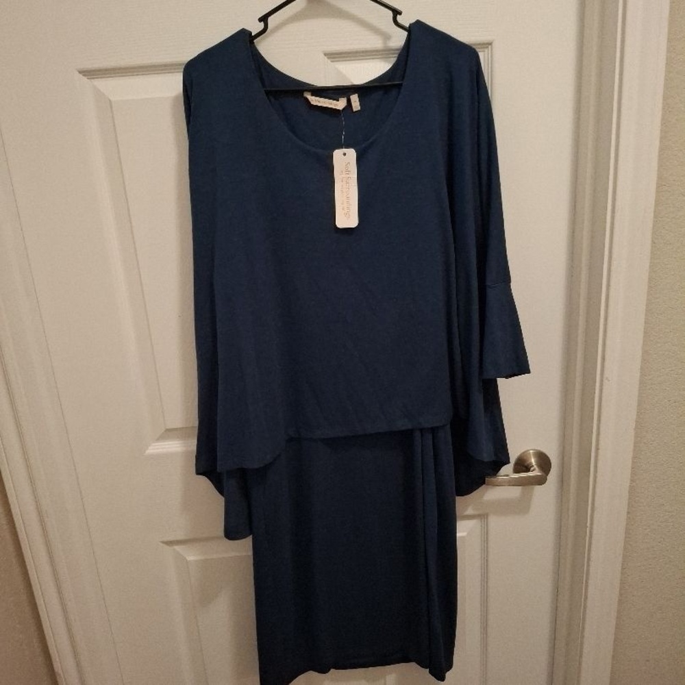 NWT Soft Surroundings XL Dark Blue Comfy Oversized Relaxed Layered Dress